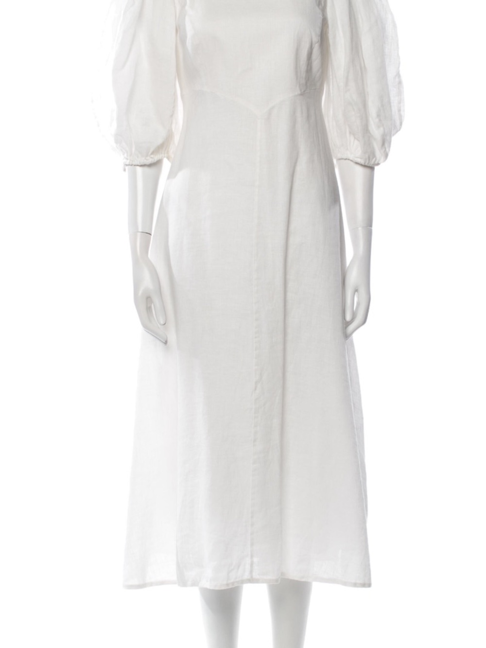 Zimmermann Puff-Sleeve Linen Midi Dress